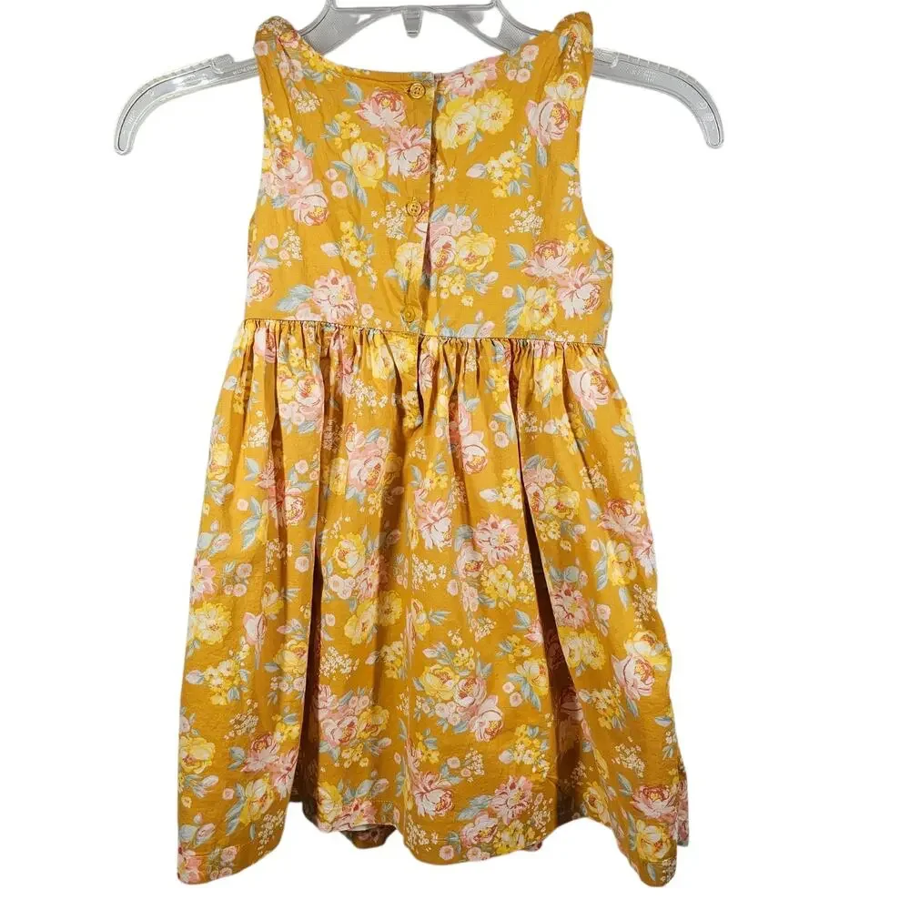 OshKosh B'Gosh Sleeveless Cotton Gold Floral Dress Size 5T